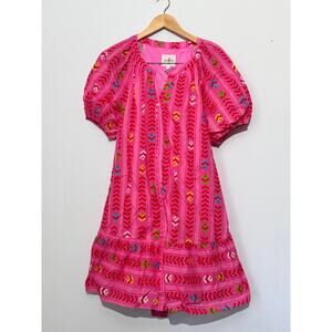 Umgee Pink Printed Puff Sleeve Mini Dress large (NWT)